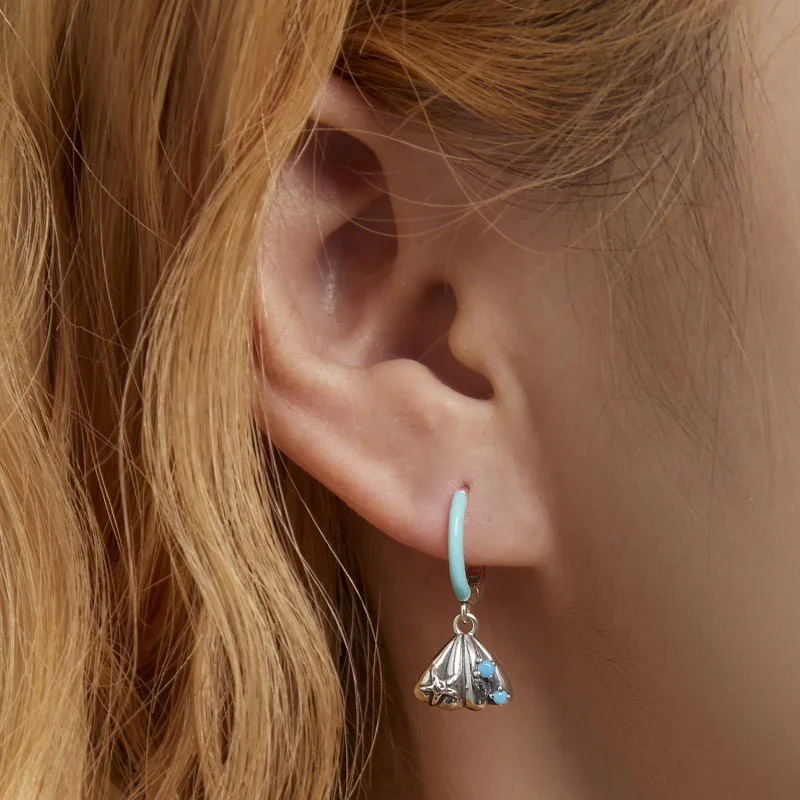 (image for) Pandora Style Delicate Shell Hoop Earrings - SCE1407 - View 5