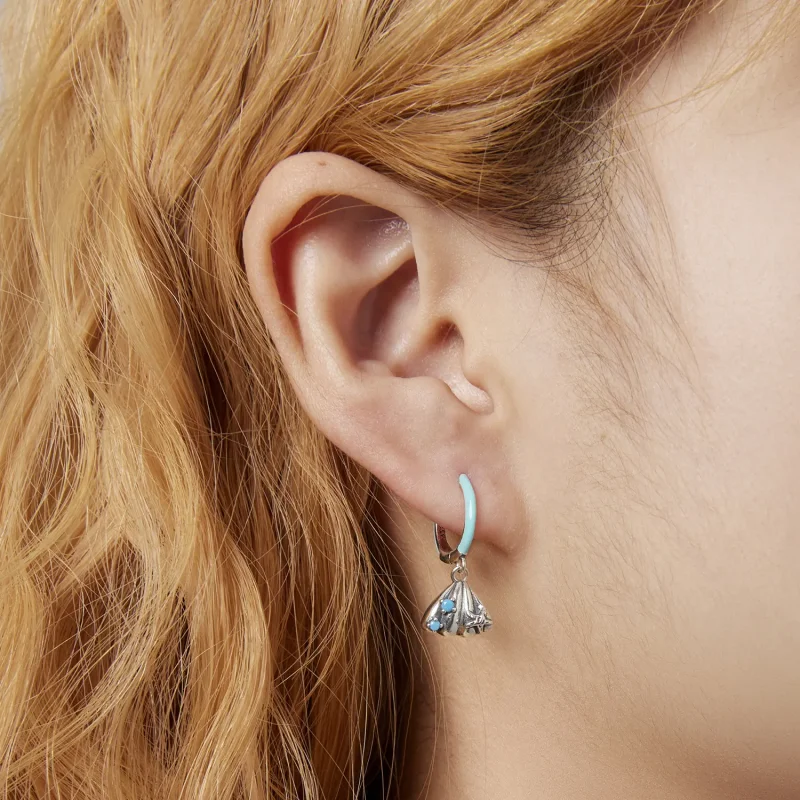 (image for) Pandora Style Delicate Shell Hoop Earrings - SCE1407 - View 6