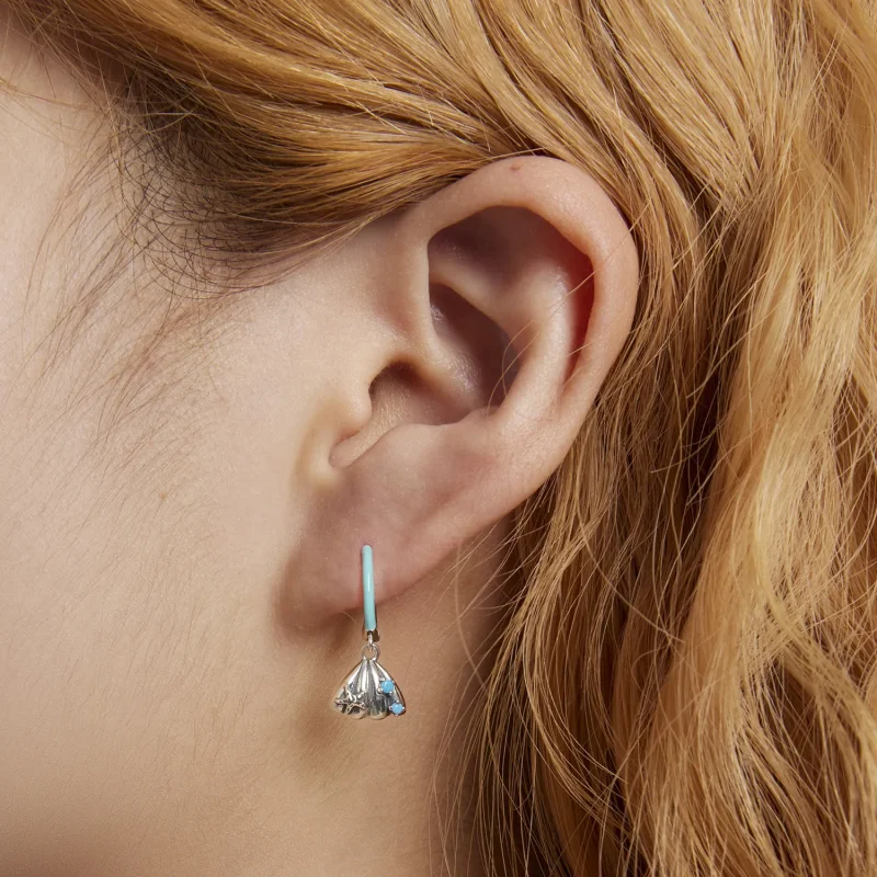(image for) Pandora Style Delicate Shell Hoop Earrings - SCE1407 - View 7