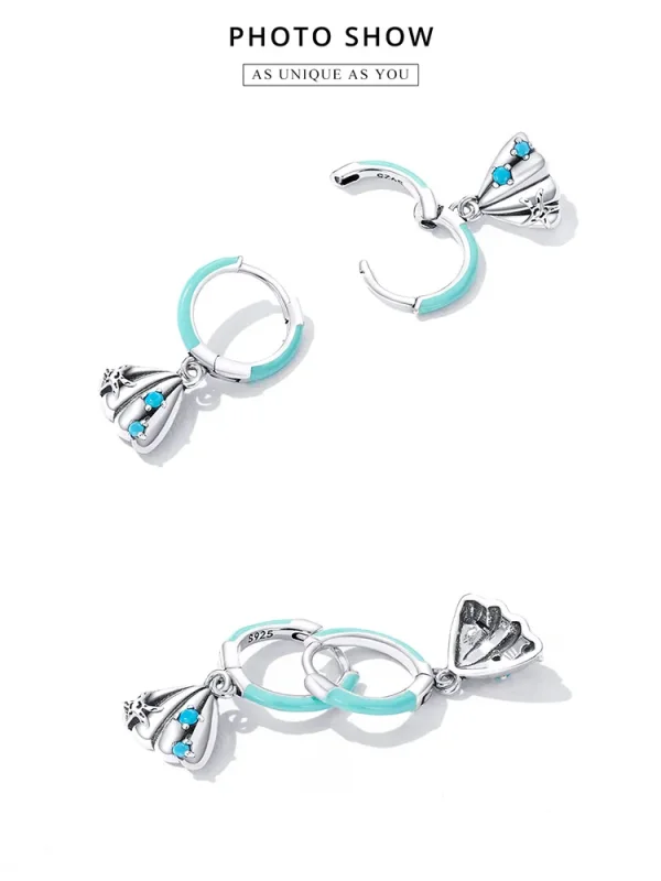 (image for) Pandora Style Delicate Shell Hoop Earrings - SCE1407 - View 8