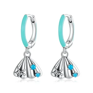 (image for) Pandora Style Delicate Shell Hoop Earrings - SCE1407