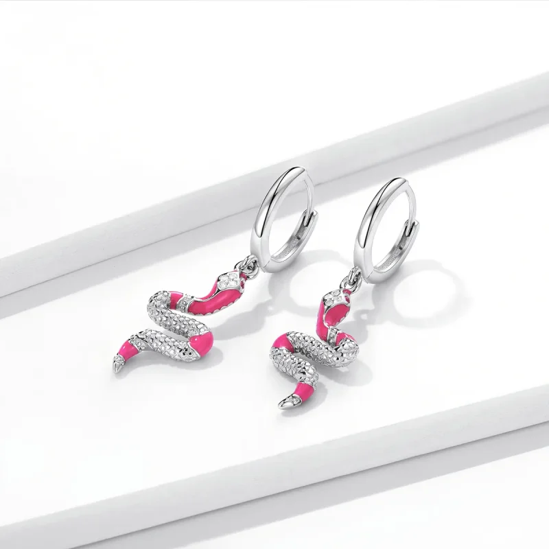 (image for) Pandora Style Delicate Spirit Serpent Hoop Earrings - BSE577 - View 2