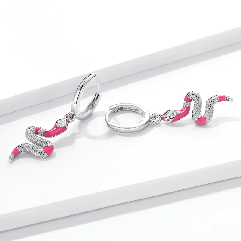 (image for) Pandora Style Delicate Spirit Serpent Hoop Earrings - BSE577 - View 4