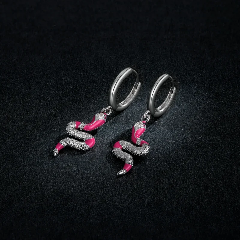 (image for) Pandora Style Delicate Spirit Serpent Hoop Earrings - BSE577 - View 5