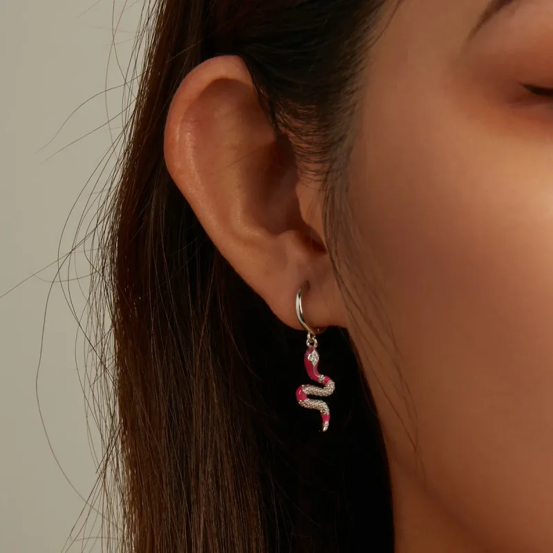(image for) Pandora Style Delicate Spirit Serpent Hoop Earrings - BSE577 - View 8