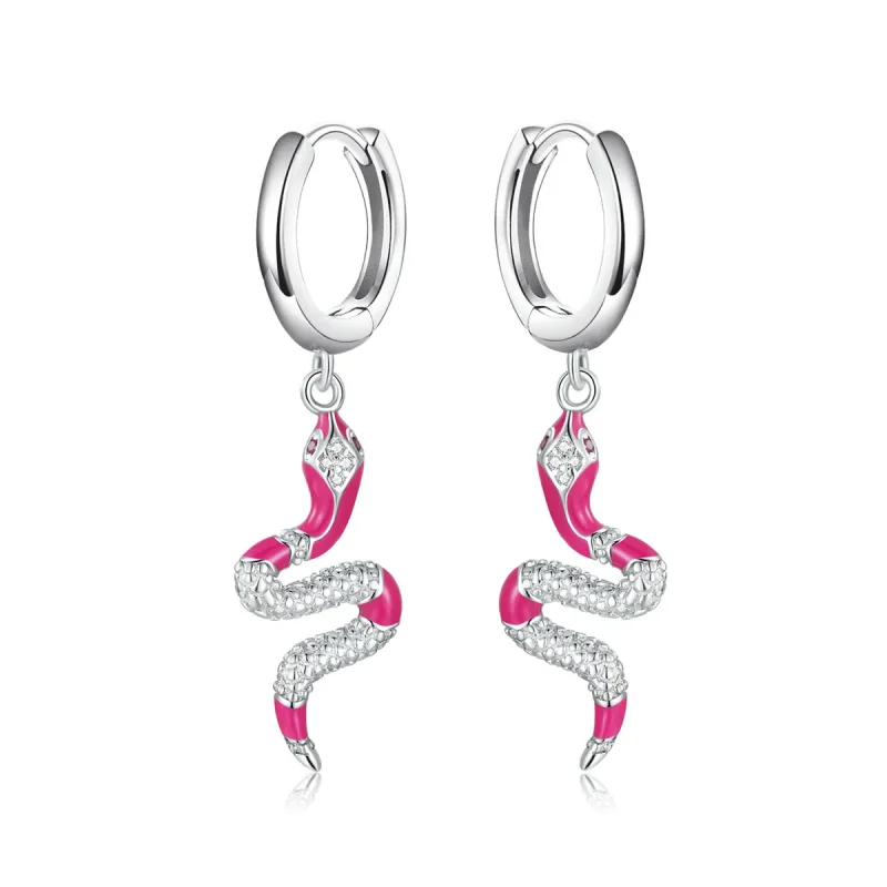 (image for) Pandora Style Delicate Spirit Serpent Hoop Earrings - BSE577