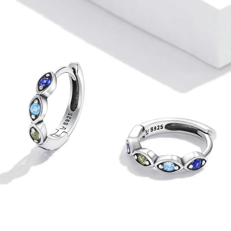 (image for) Pandora Style Devil Eye Hoop Earrings - SCE1358 - View 3