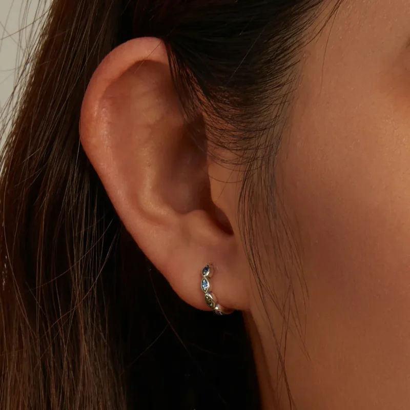 (image for) Pandora Style Devil Eye Hoop Earrings - SCE1358 - View 6
