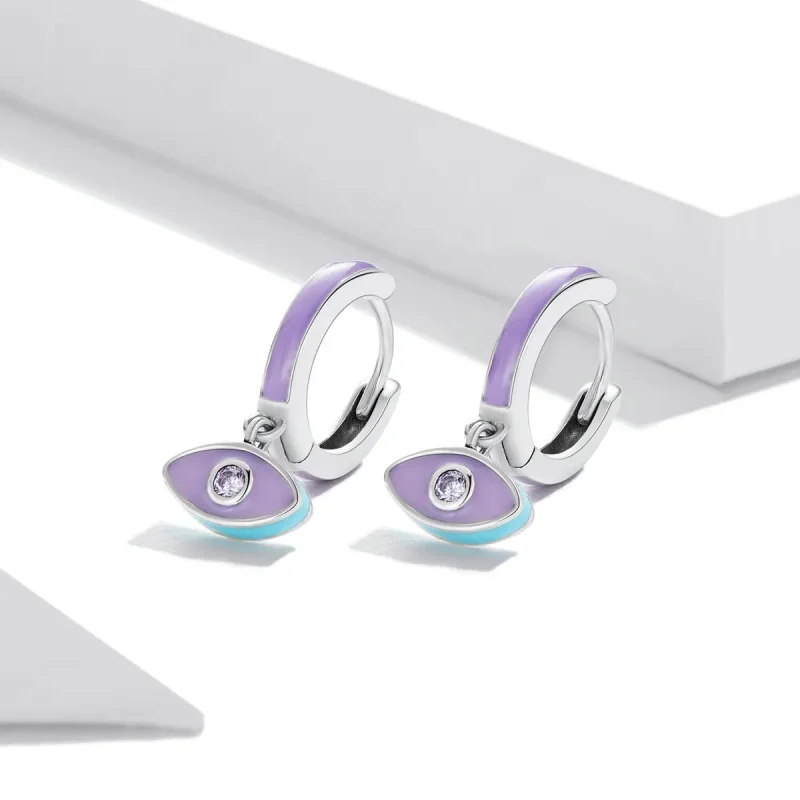 (image for) Pandora Style Devil Eye Hoop Earrings - SCE1369 - View 2