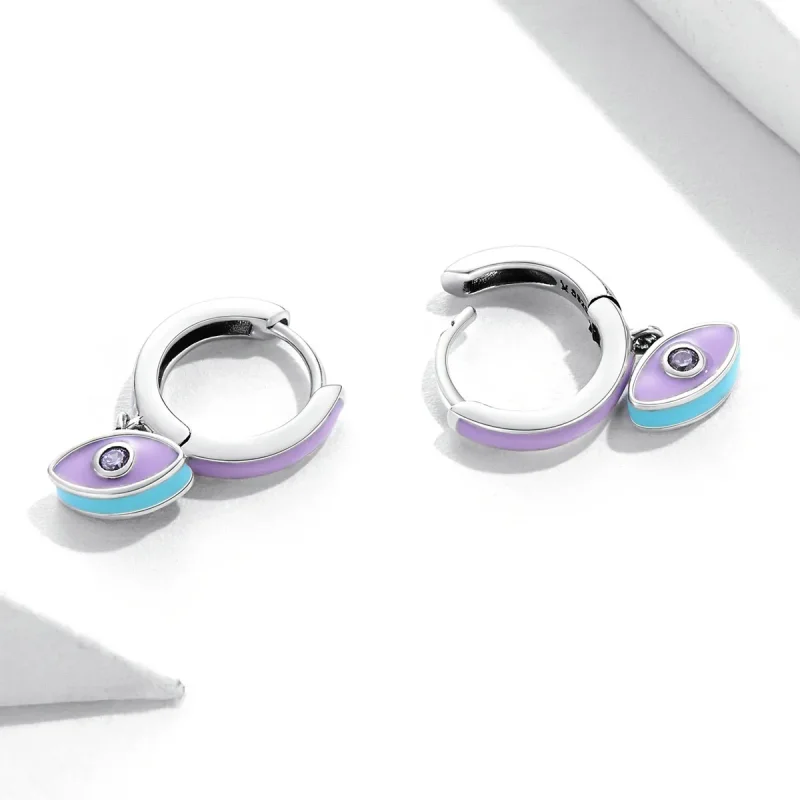 (image for) Pandora Style Devil Eye Hoop Earrings - SCE1369 - View 4