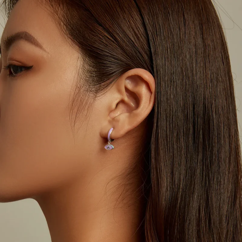 (image for) Pandora Style Devil Eye Hoop Earrings - SCE1369 - View 5