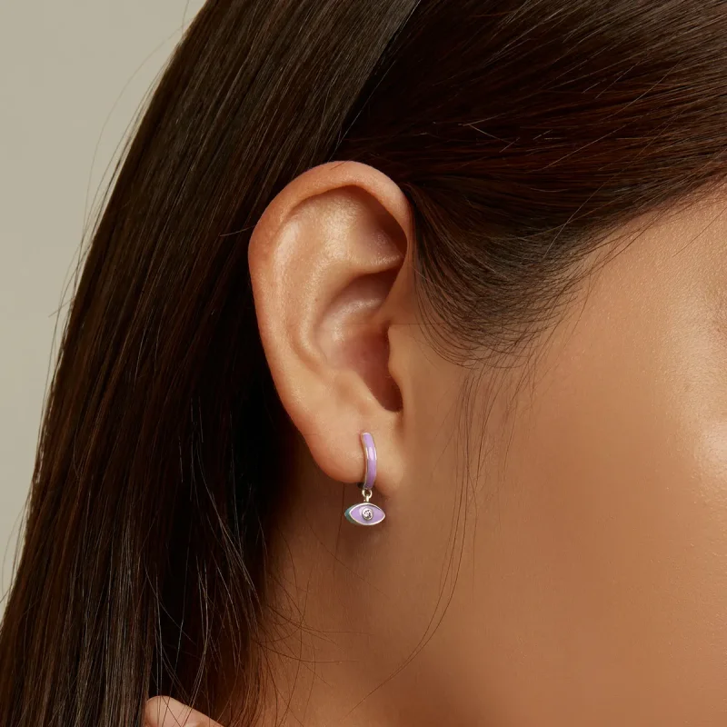 (image for) Pandora Style Devil Eye Hoop Earrings - SCE1369 - View 6