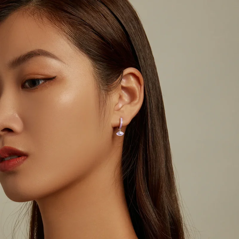 (image for) Pandora Style Devil Eye Hoop Earrings - SCE1369 - View 7