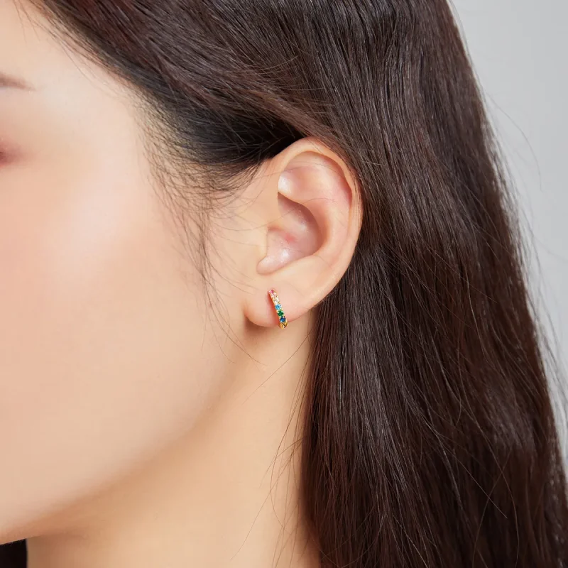 (image for) Pandora Style Earside Rainbow Hoop Earrings - SCE1098 - View 2