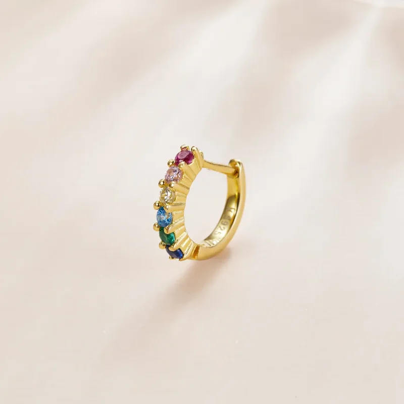 (image for) Pandora Style Earside Rainbow Hoop Earrings - SCE1098 - View 3