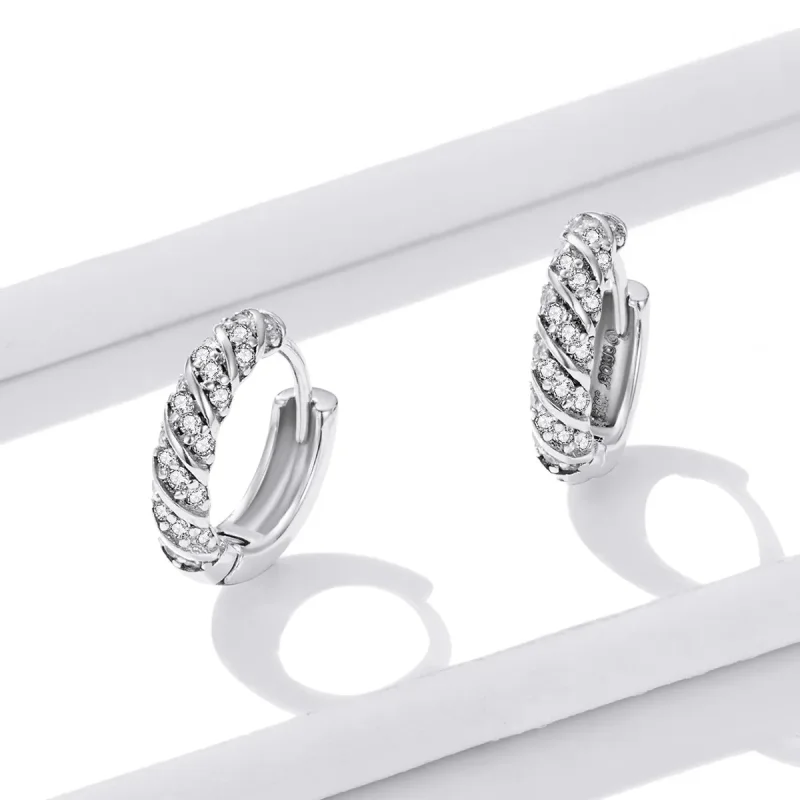 (image for) Pandora Style Elegant Woman Hoop Earrings - BSE512 - View 2
