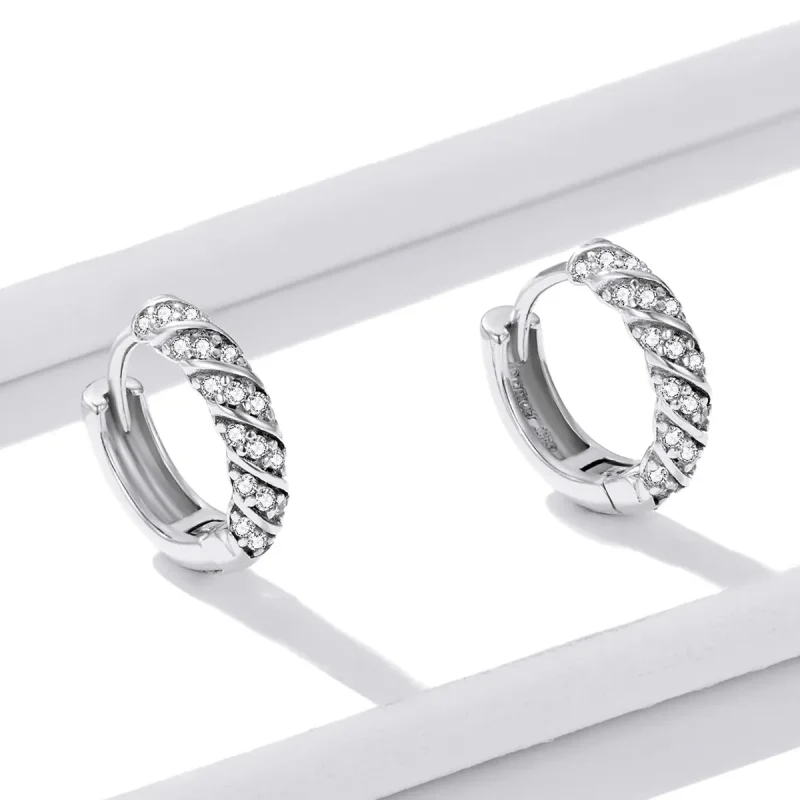(image for) Pandora Style Elegant Woman Hoop Earrings - BSE512 - View 3