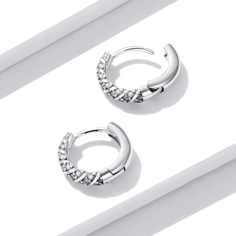 (image for) Pandora Style Elegant Woman Hoop Earrings - BSE512 - View 4