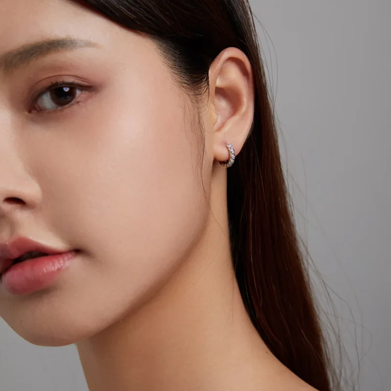 (image for) Pandora Style Elegant Woman Hoop Earrings - BSE512 - View 8