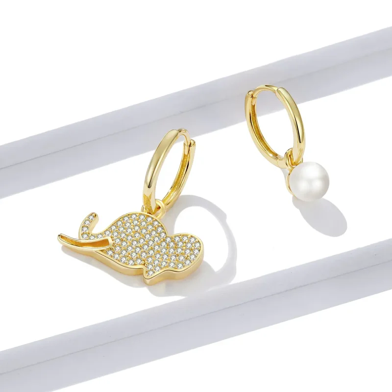 (image for) Pandora Style Elephant Hoop Earrings - BSE371 - View 3