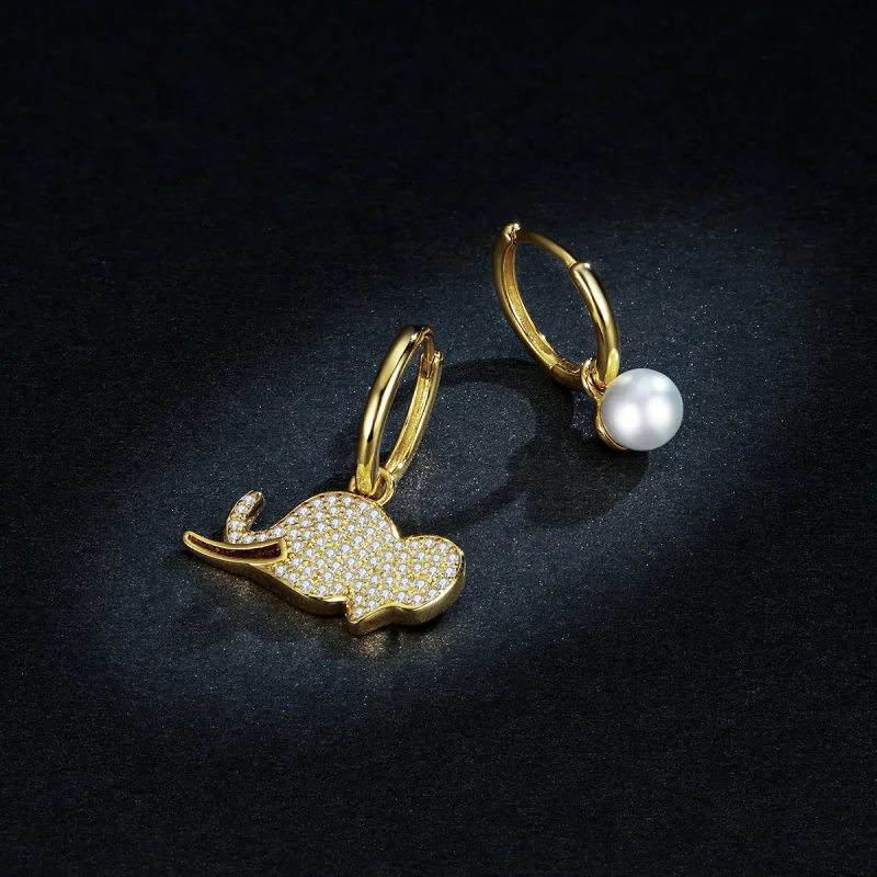 (image for) Pandora Style Elephant Hoop Earrings - BSE371 - View 5