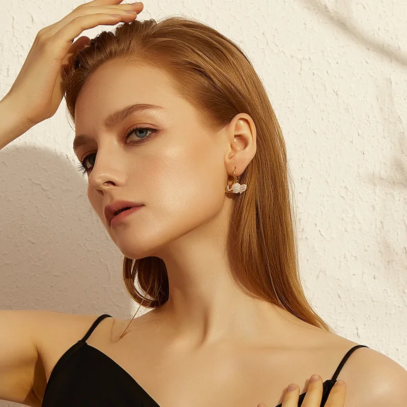 (image for) Pandora Style Elephant Hoop Earrings - BSE371 - View 7