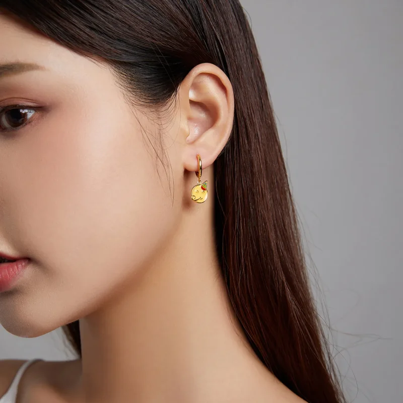 (image for) Pandora Style Emoji - Celebrate Hoop Earrings - SCE1204-A - View 4