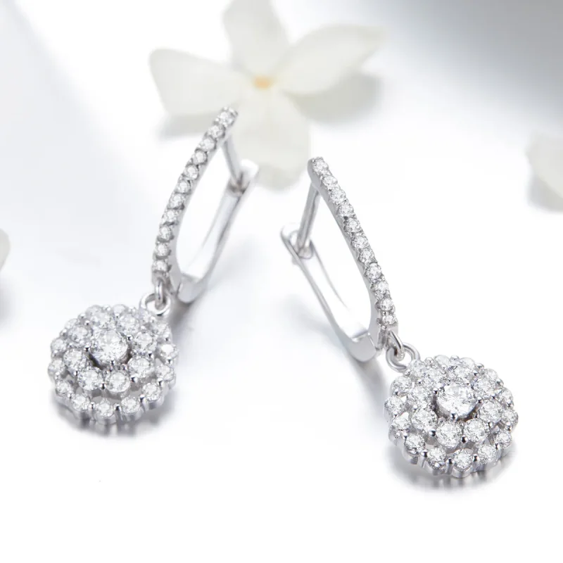 (image for) Pandora Style Flower of Light Hoop Earrings - SCE517 - View 2