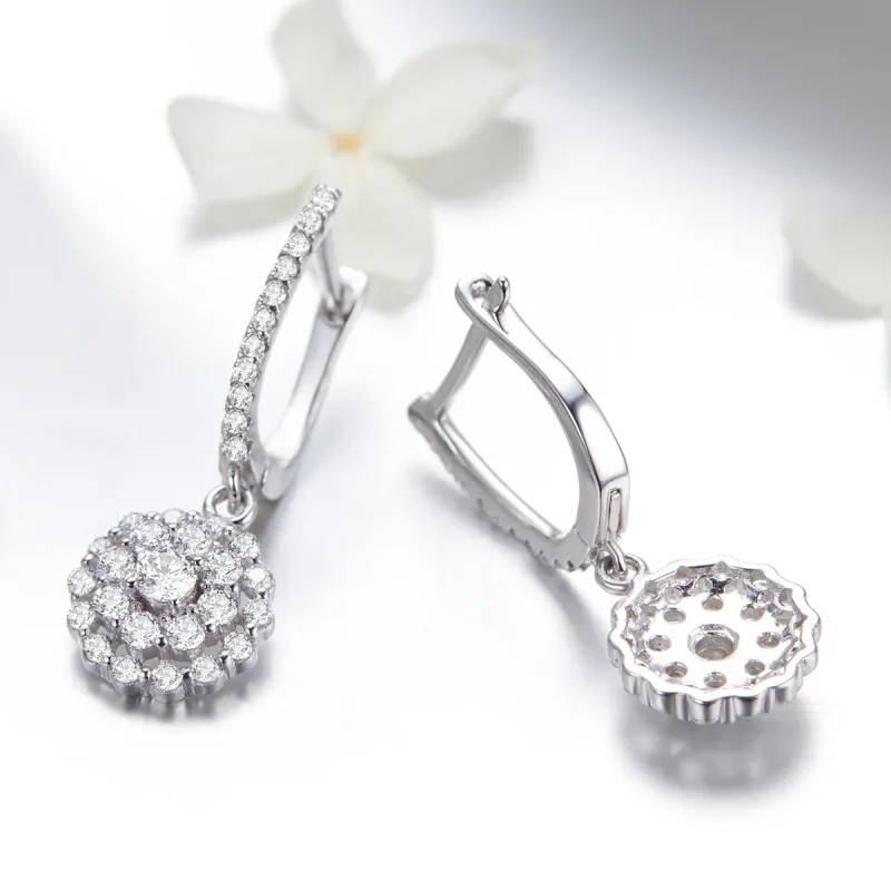 (image for) Pandora Style Flower of Light Hoop Earrings - SCE517 - View 3