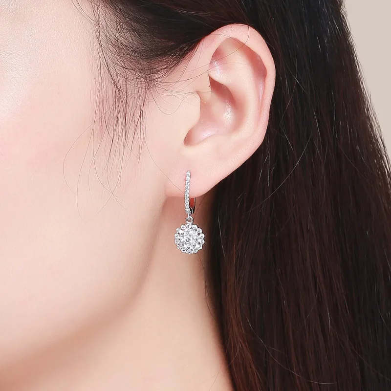(image for) Pandora Style Flower of Light Hoop Earrings - SCE517 - View 5