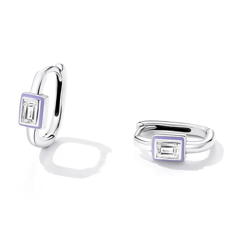 (image for) Pandora Style Fun Cubic Zirconia Hoop Earrings - SCE1402 - View 2