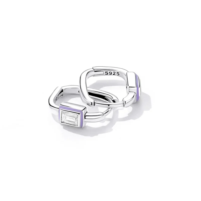 (image for) Pandora Style Fun Cubic Zirconia Hoop Earrings - SCE1402 - View 3