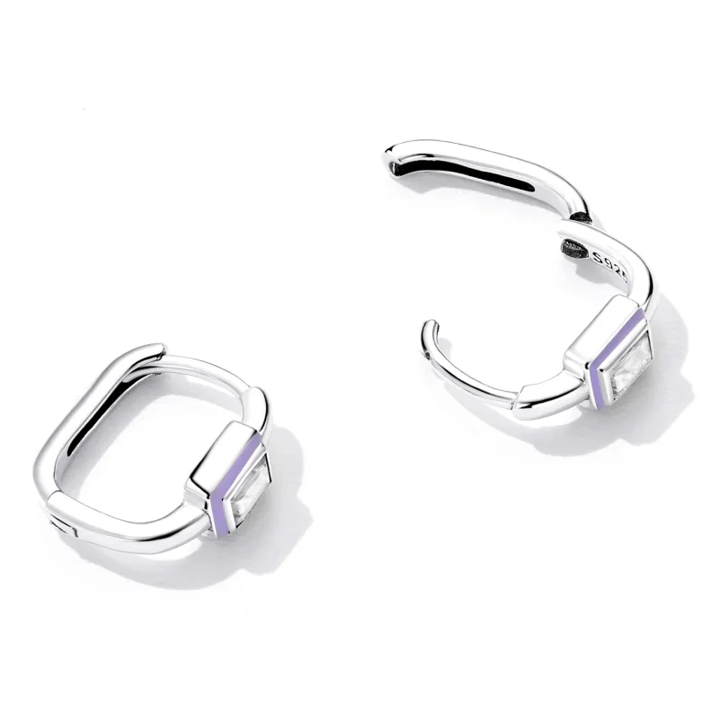 (image for) Pandora Style Fun Cubic Zirconia Hoop Earrings - SCE1402 - View 4