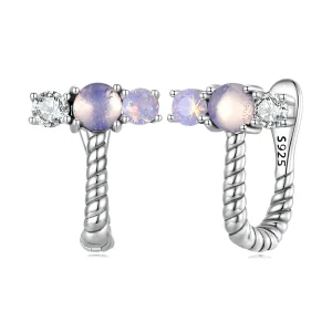 (image for) Pandora Style Gem Splicing U Shape Hoop Earrings - SCE1453