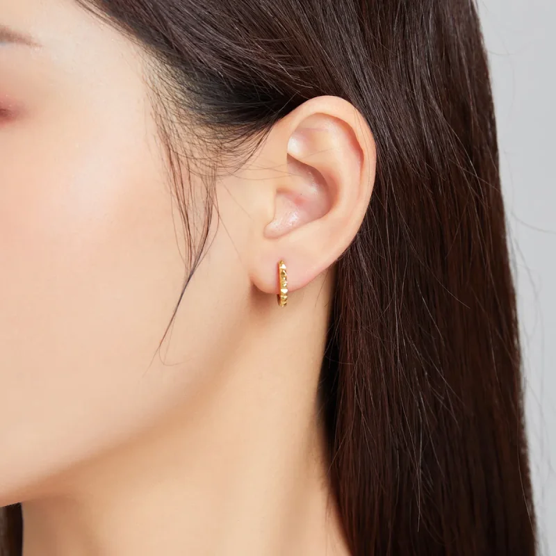 (image for) Pandora Style Golden Gear Hoop Earrings - SCE1062 - View 5