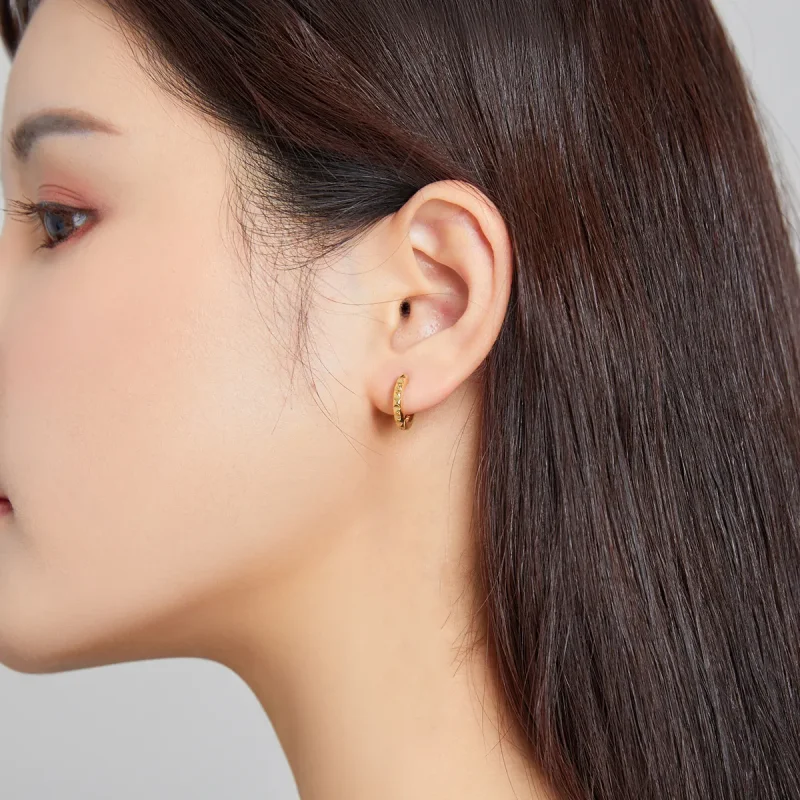 (image for) Pandora Style Golden Gear Hoop Earrings - SCE1062 - View 7