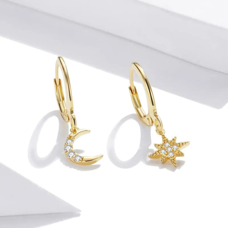 (image for) Pandora Style Golden Moon Hoop Earrings - SCE1267 - View 4