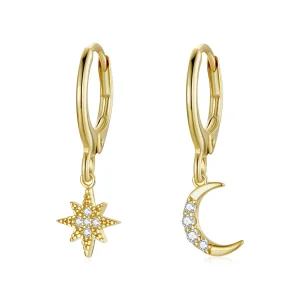(image for) Pandora Style Golden Moon Hoop Earrings - SCE1267