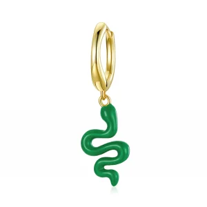 (image for) Pandora Style Green Snake Hoop Earrings - SCE1234