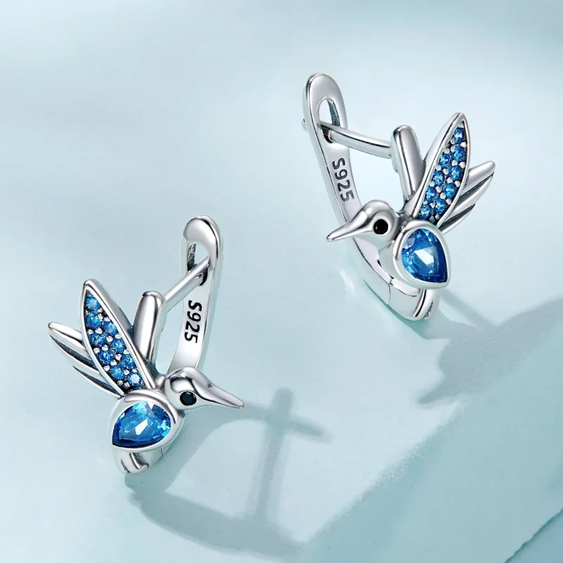 (image for) Pandora Style Hummingbird Hoop Earrings - SCE1503 - View 2