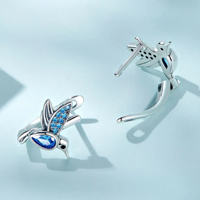 (image for) Pandora Style Hummingbird Hoop Earrings - SCE1503 - View 4