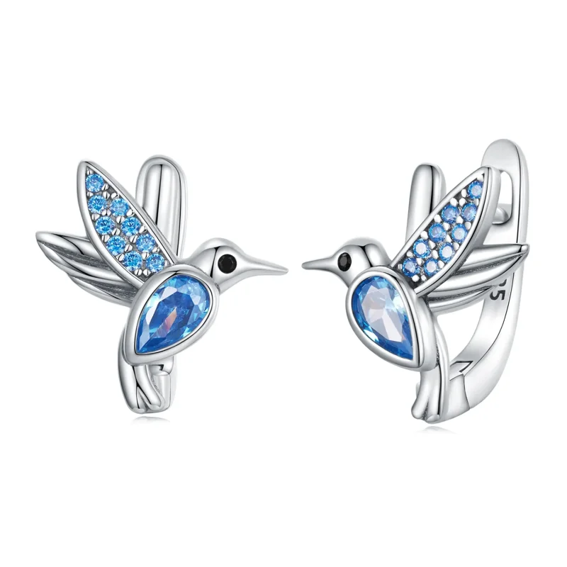 (image for) Pandora Style Hummingbird Hoop Earrings - SCE1503