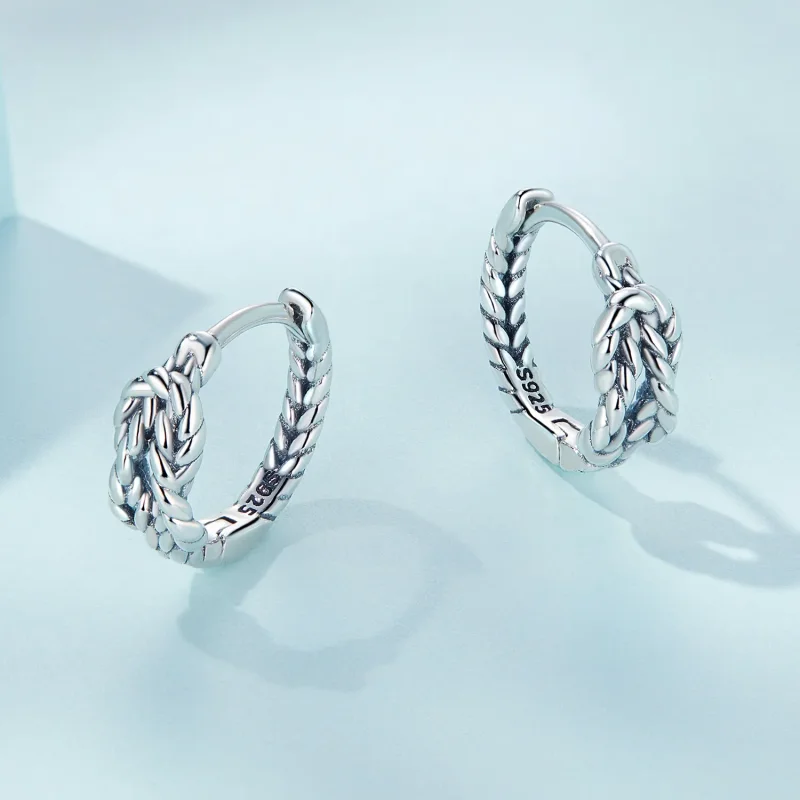 (image for) Pandora Style Knot Hoop Earrings - SCE1523 - View 3