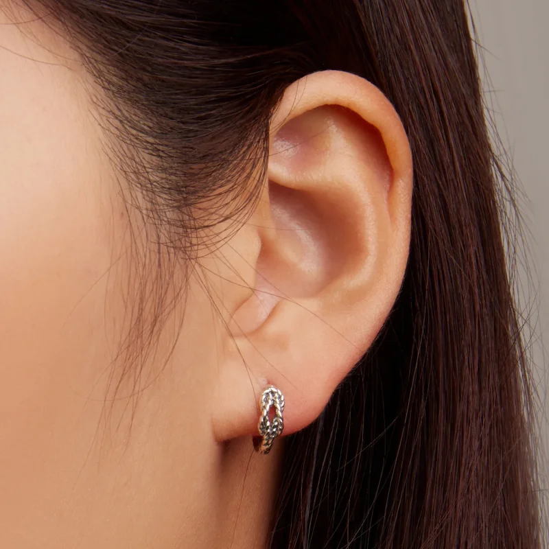 (image for) Pandora Style Knot Hoop Earrings - SCE1523 - View 5