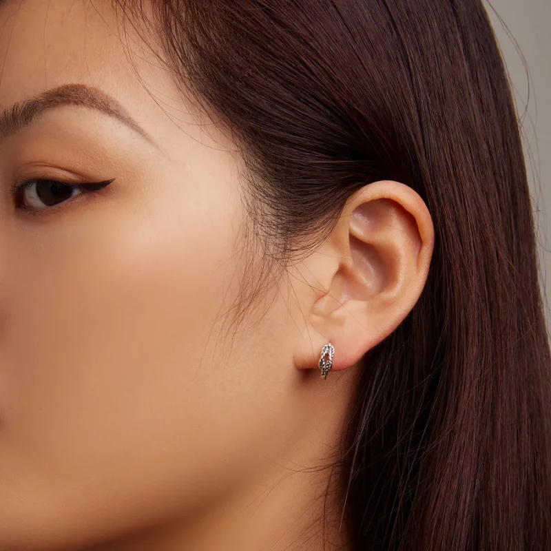 (image for) Pandora Style Knot Hoop Earrings - SCE1523 - View 6