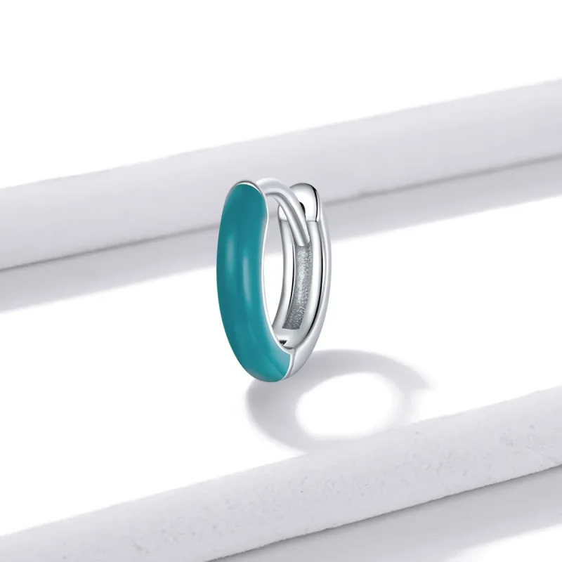 (image for) Pandora Style Little Blue Hoop Earrings - BSE488-BU - View 2