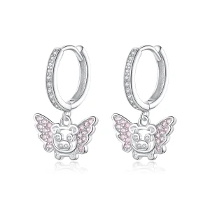 (image for) Pandora Style Little Flying Pig Hoop Earrings - BSE224