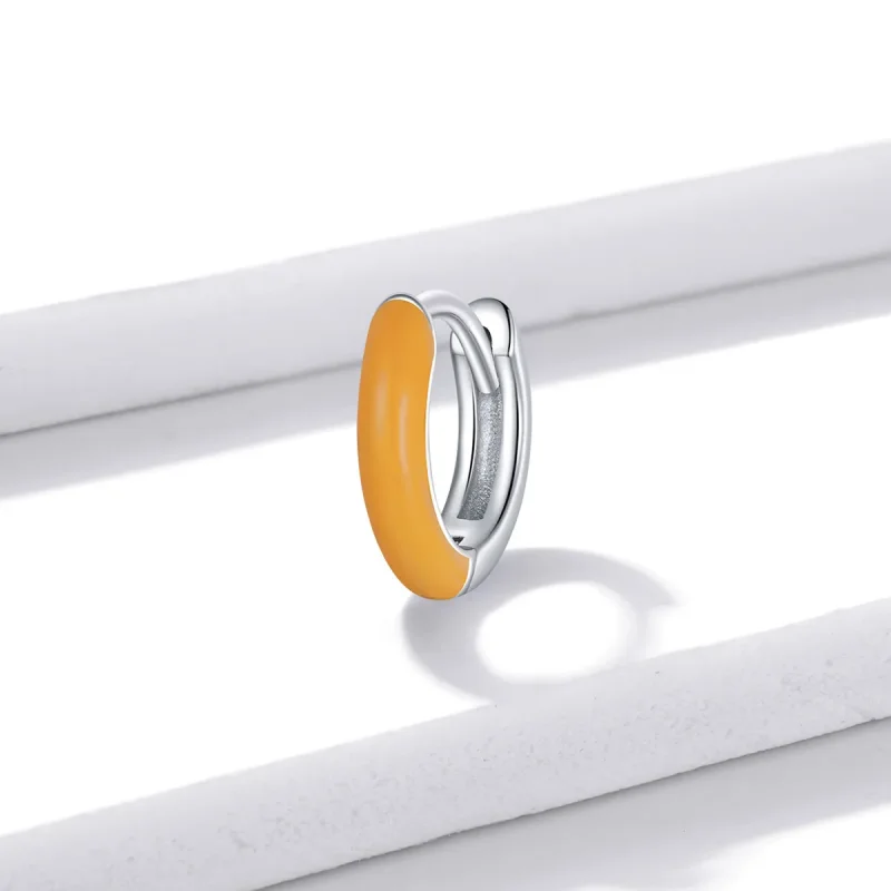 (image for) Pandora Style Little Orange Hoop Earrings - BSE488-OR - View 2