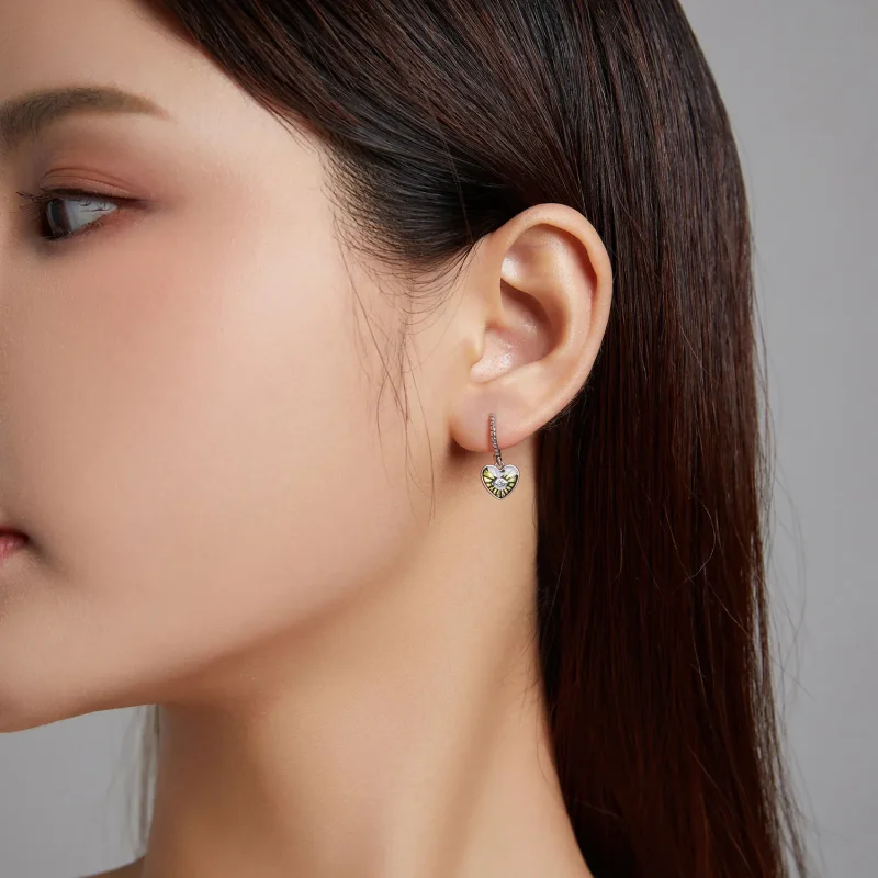 (image for) Pandora Style Love Devil Eyes - Lemon Yellow Hoop Earrings - SCE1270-YE - View 2