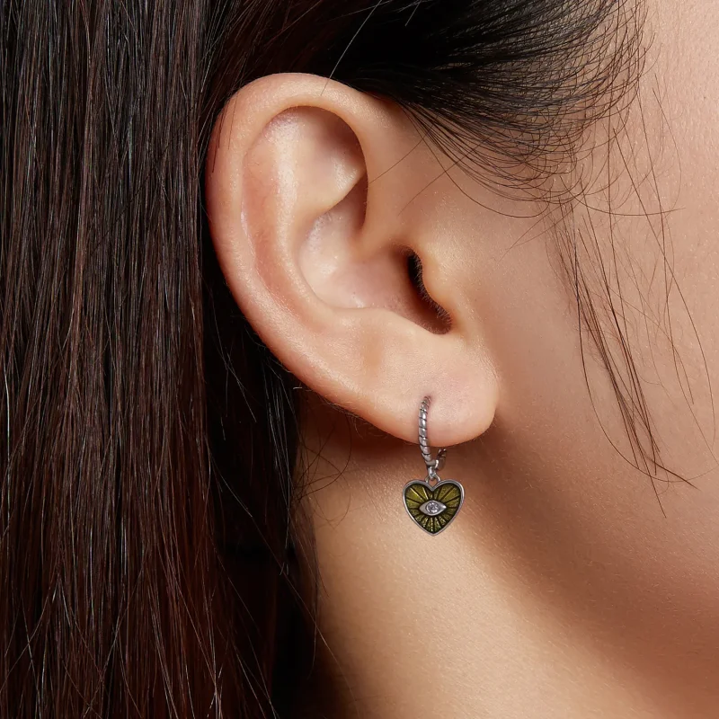 (image for) Pandora Style Love Devil Eyes - Lemon Yellow Hoop Earrings - SCE1270-YE - View 4